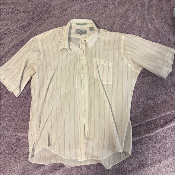 Paula and Forbes 16 1/2 whit with red stripes button down shirt - Picture 1 of 2